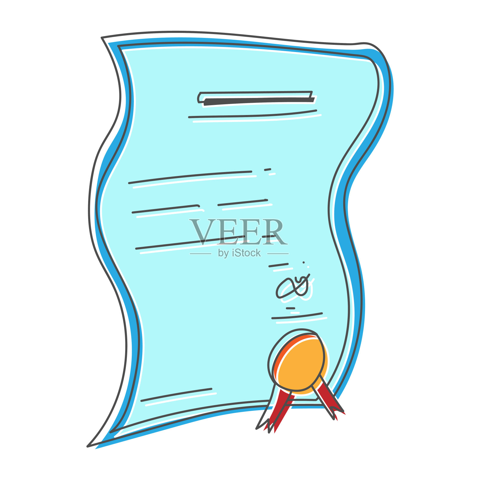 学士学位证书手绘设计矢量插图设计模板素材