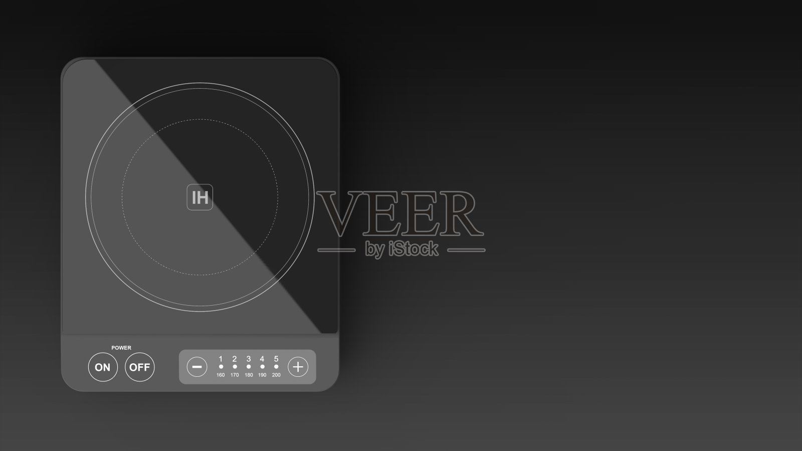 IH灶台黑色黑色背景一左前3D渲染插画图片素材