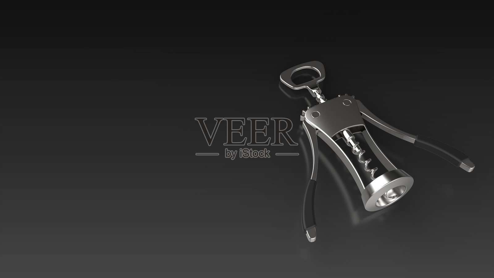 开瓶器黑色背景一个直角3D渲染照片摄影图片