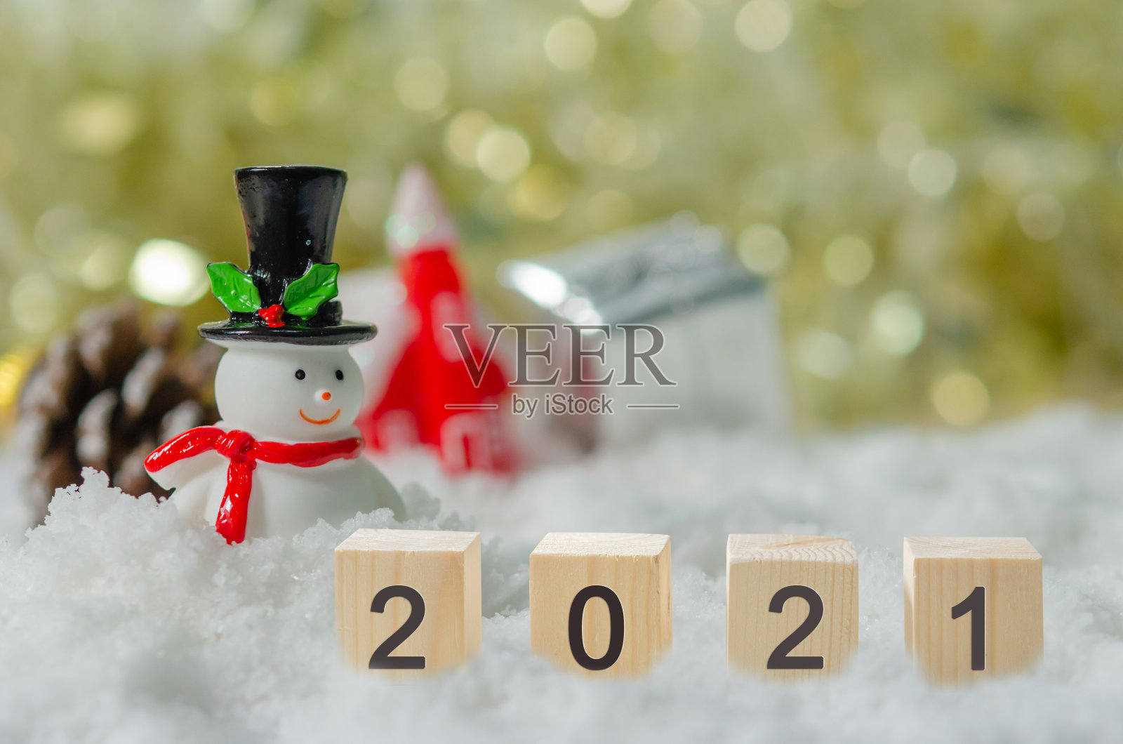 2021年新年快乐，立方体创意照片摄影图片