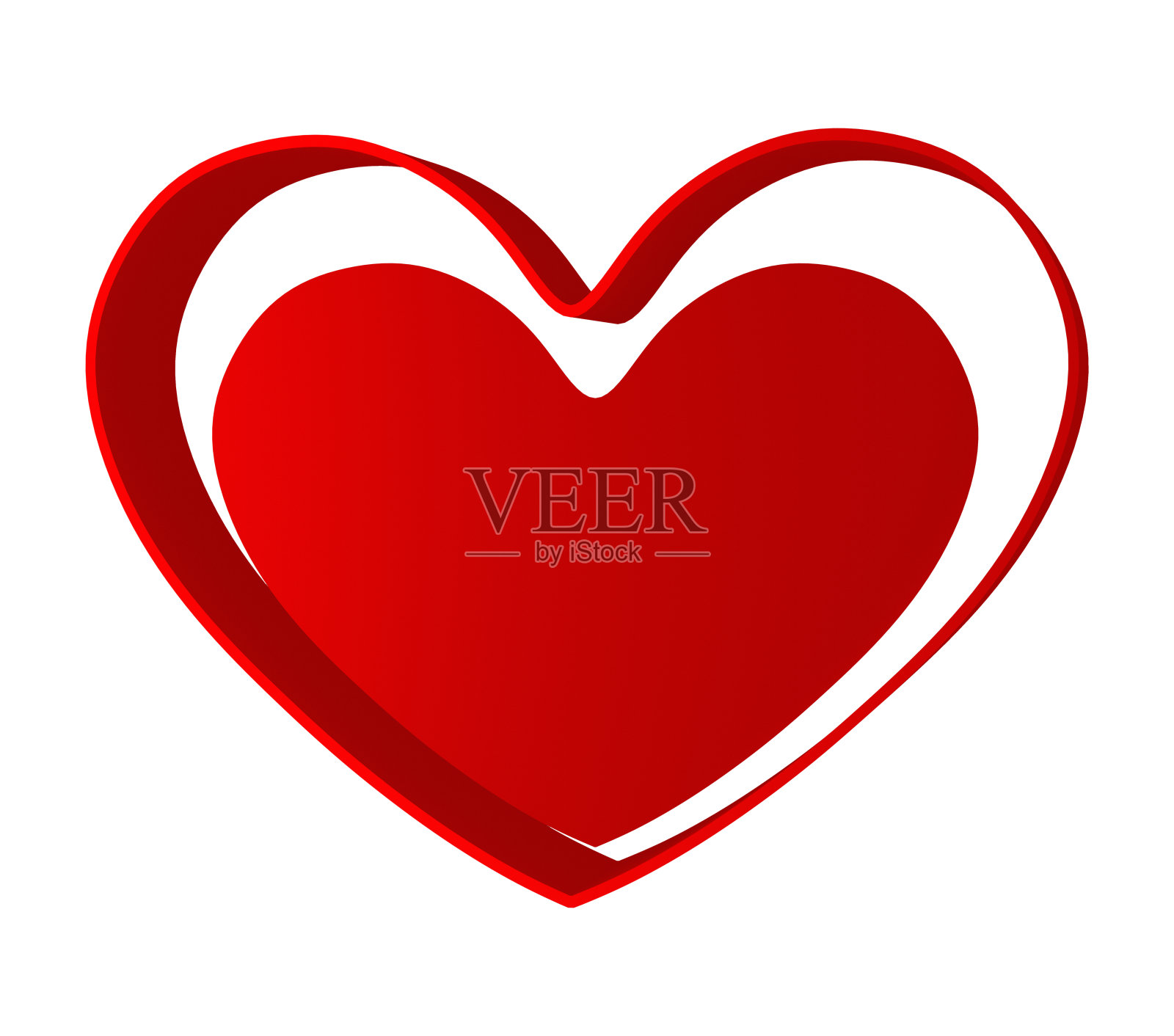 情人节快乐。白底红心。剪切路径。三维演示照片摄影图片