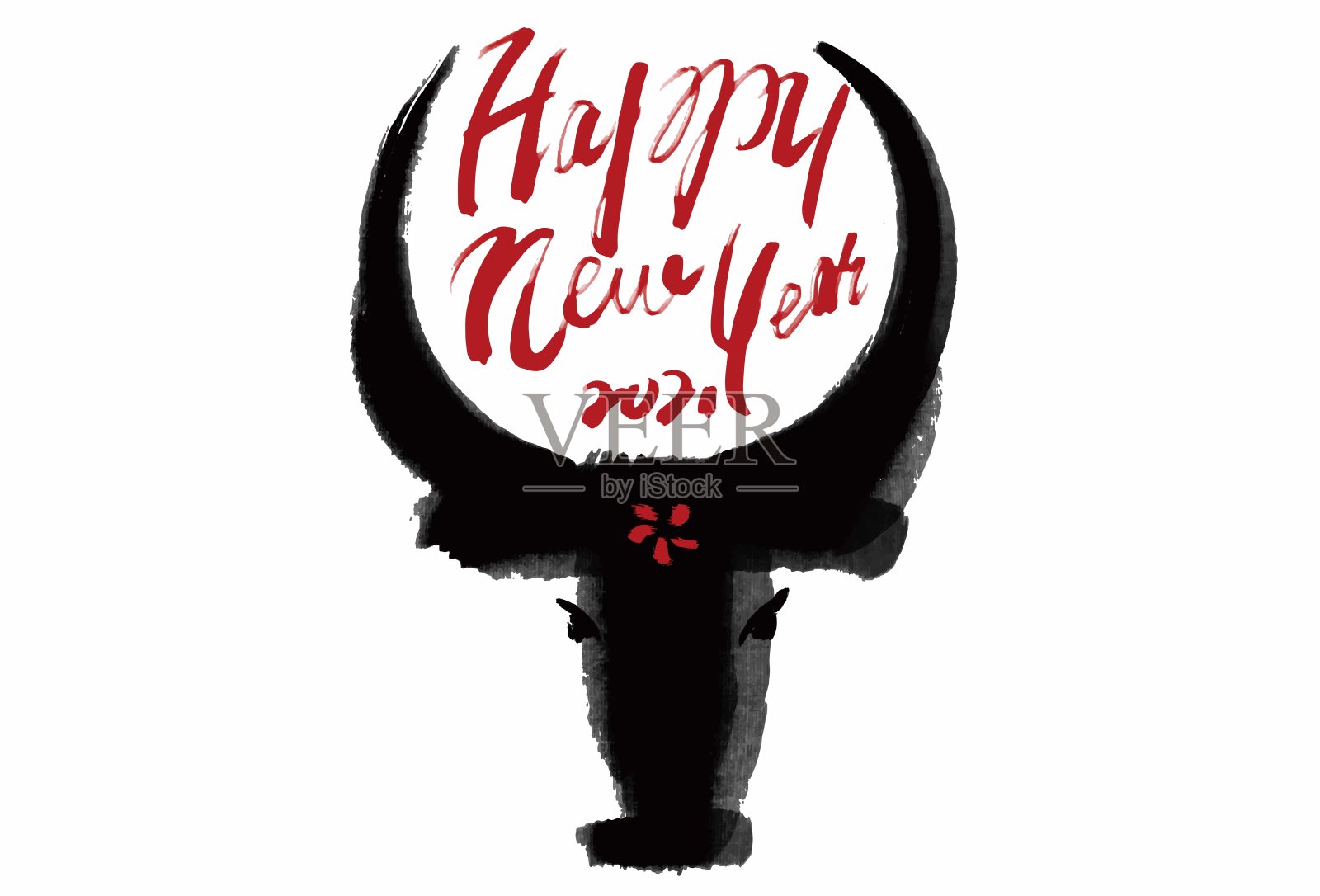 2021年新年快乐，牛年快乐插画图片素材