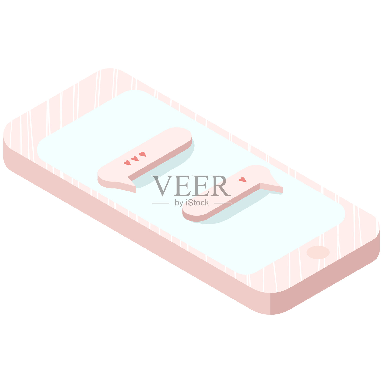 可爱的等距手机与爱的信息气泡。插画图片素材