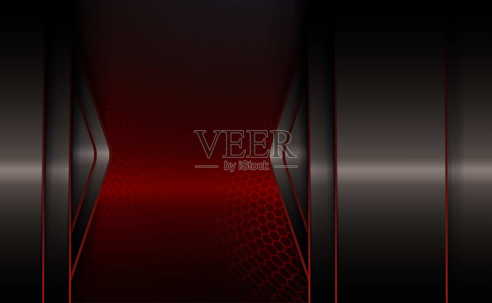 红色网格组成与渐变米色窗帘和红色边缘箭头插画图片素材