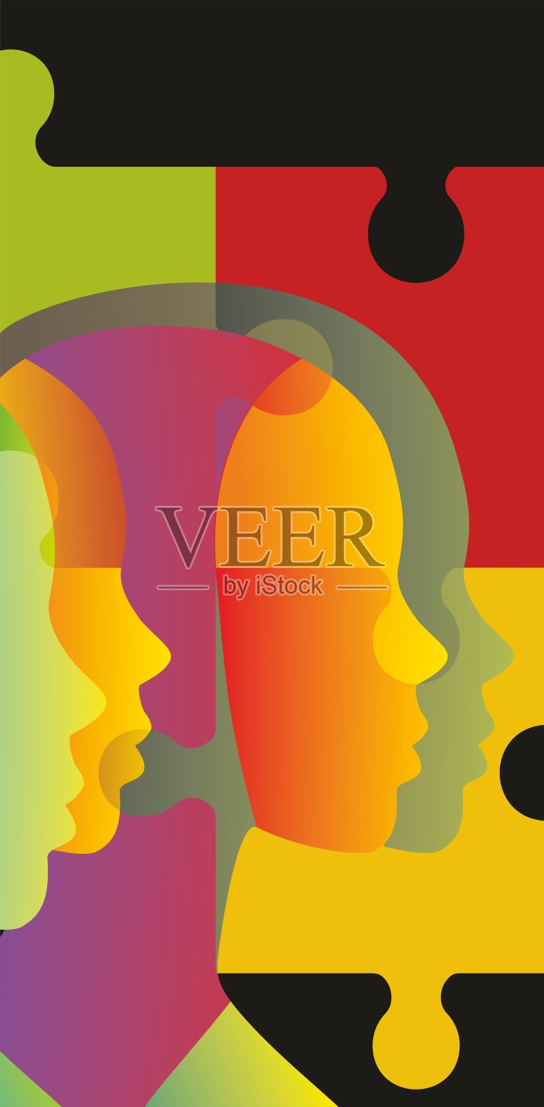 配置文件与拼图块。矢量插图。插画图片素材