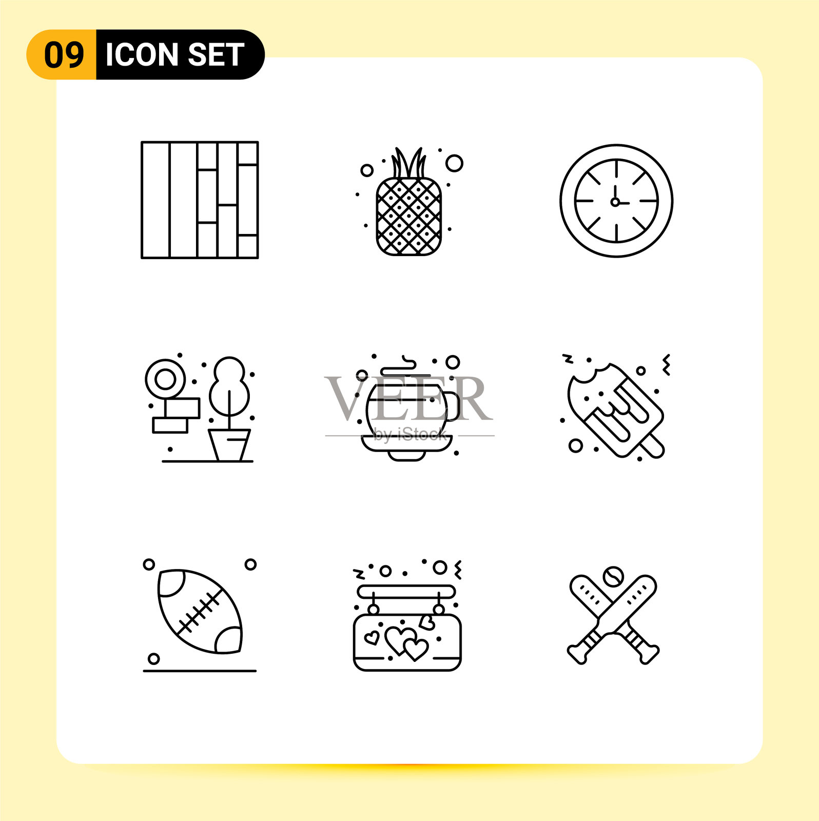 包9个现代轮廓标志和符号插画图片素材