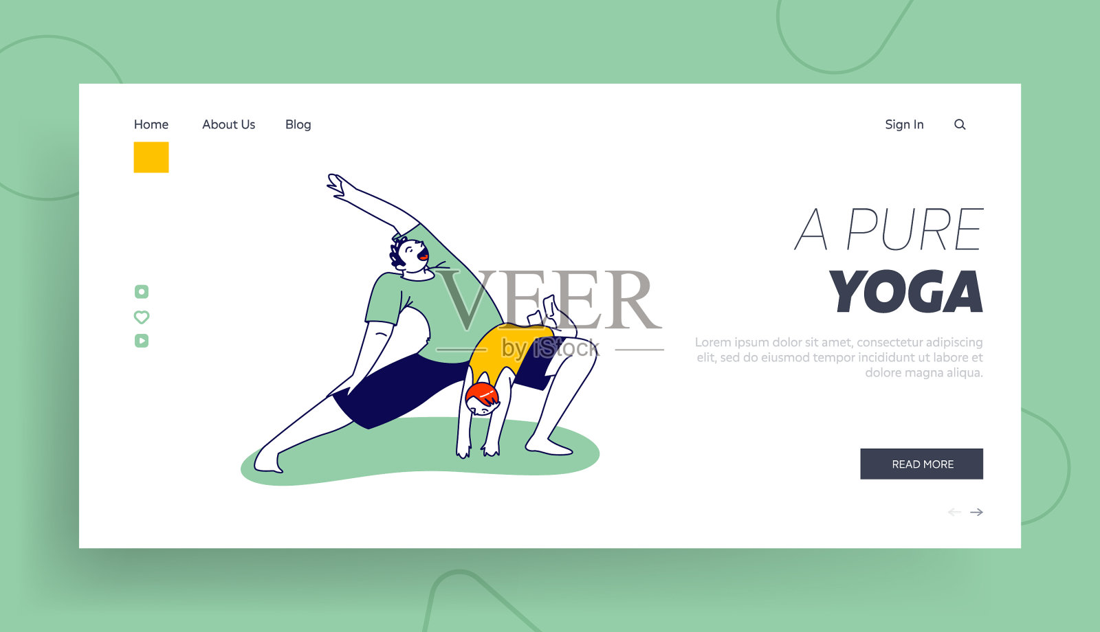 一起做运动或瑜伽的人很少插画图片素材