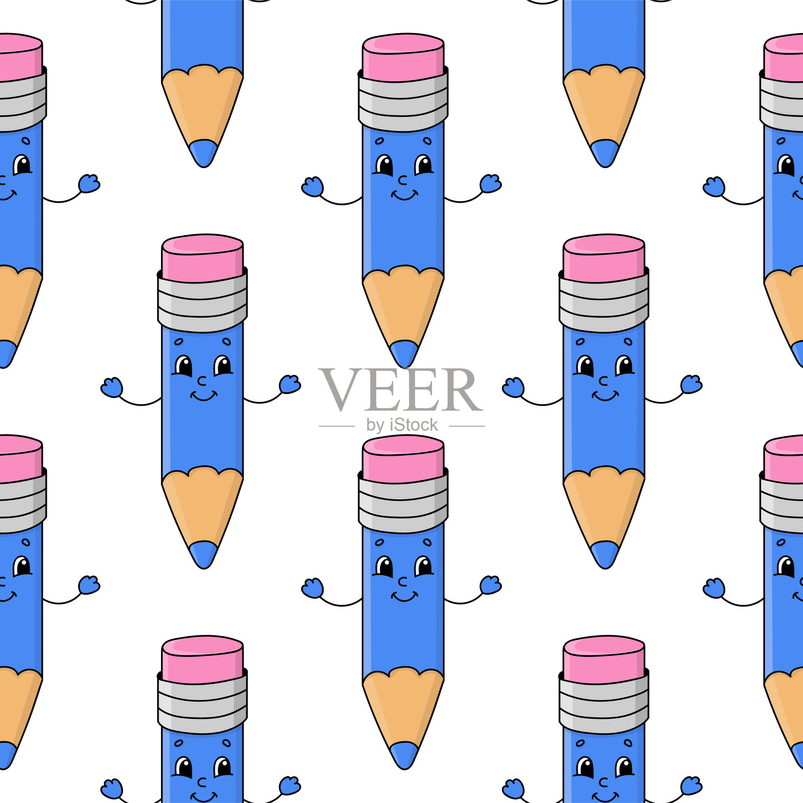 颜色无缝模式。卡通风格。明亮的设计。用于墙纸，海报，横幅。手绘。矢量插图孤立的白色背景。插画图片素材