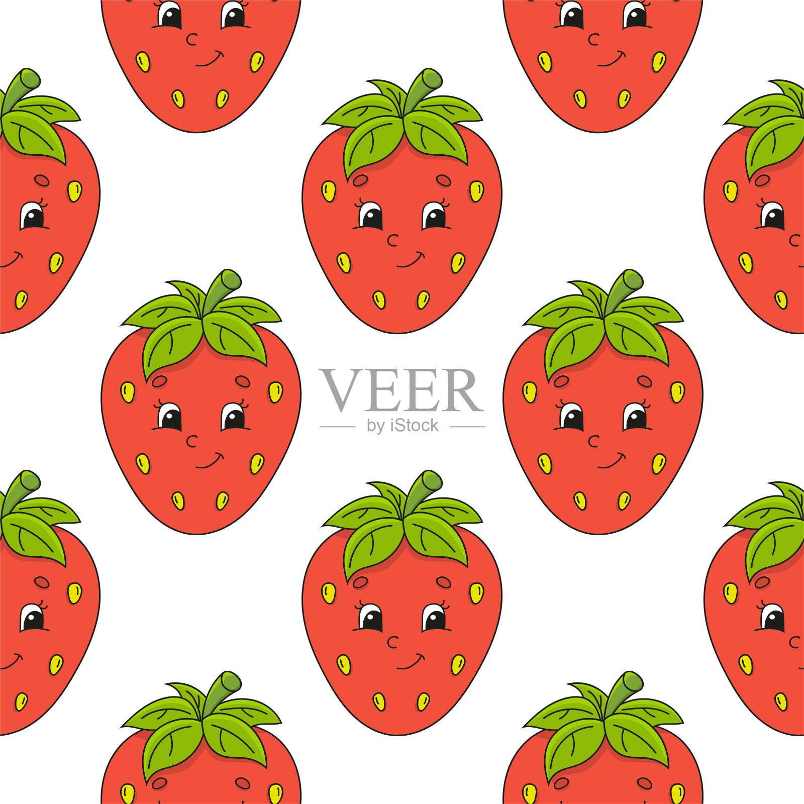 颜色无缝模式。卡通风格。明亮的设计。壁纸，海报，横幅。手绘。矢量插图孤立在白色背景。插画图片素材