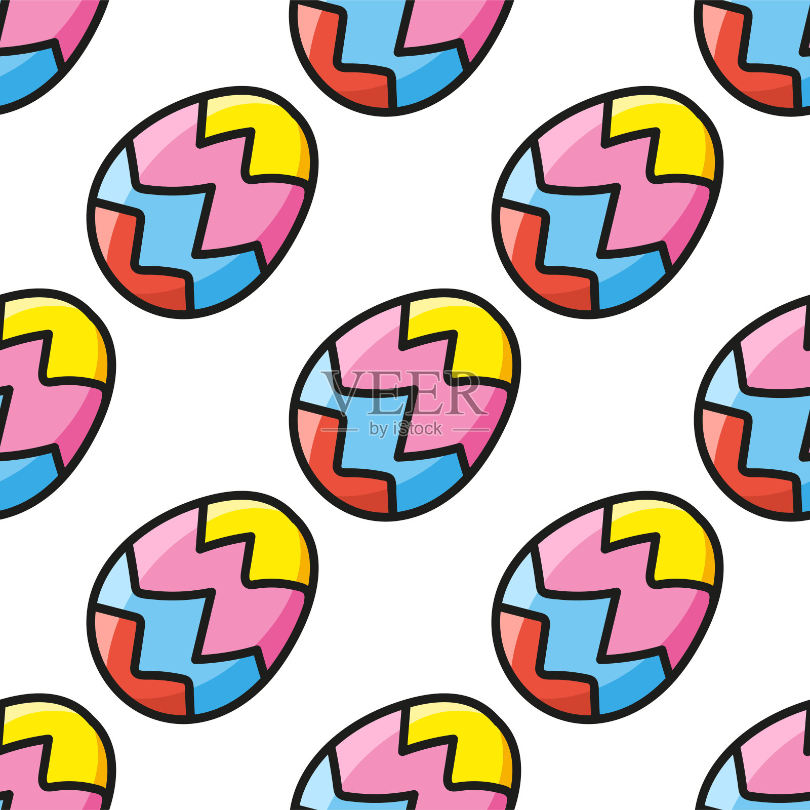 彩色无缝模式。卡通风格。手绘。矢量插图孤立的白色背景。用于墙纸，海报，横幅。插画图片素材