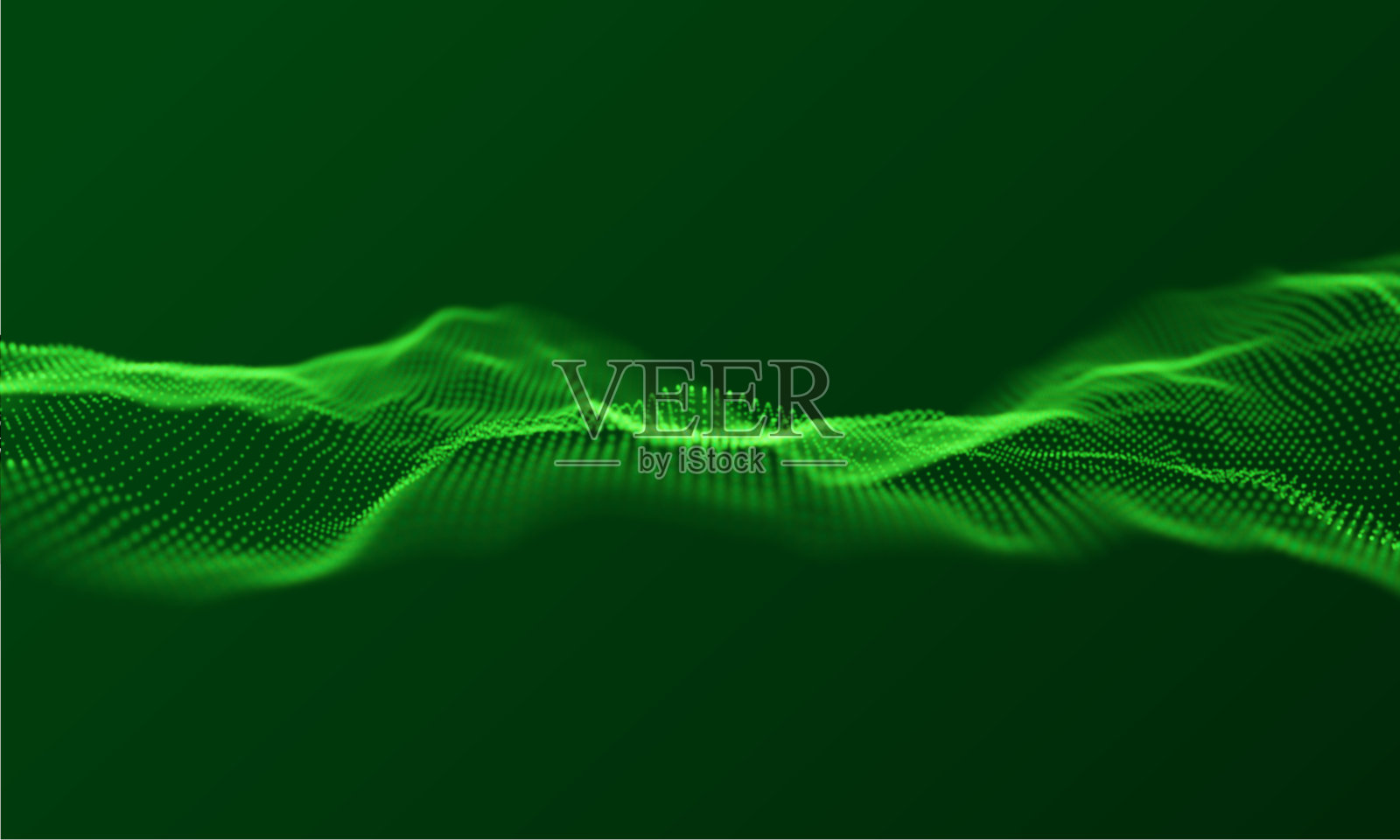 抽象的绿色粒子背景。流波与点景观。数字数据结构。未来的网格或声音网格。可视化模式点。技术的矢量插图。插画图片素材