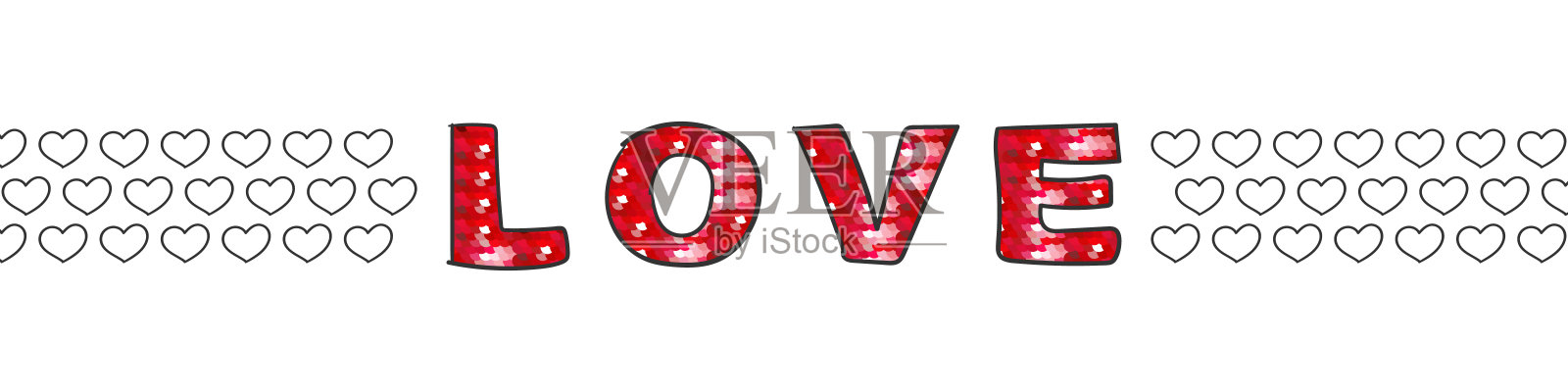 情人节横幅。铭文的爱。矢量插图孤立在白色背景。书法设计印刷卡片，横幅，海报。时尚的设计插画图片素材