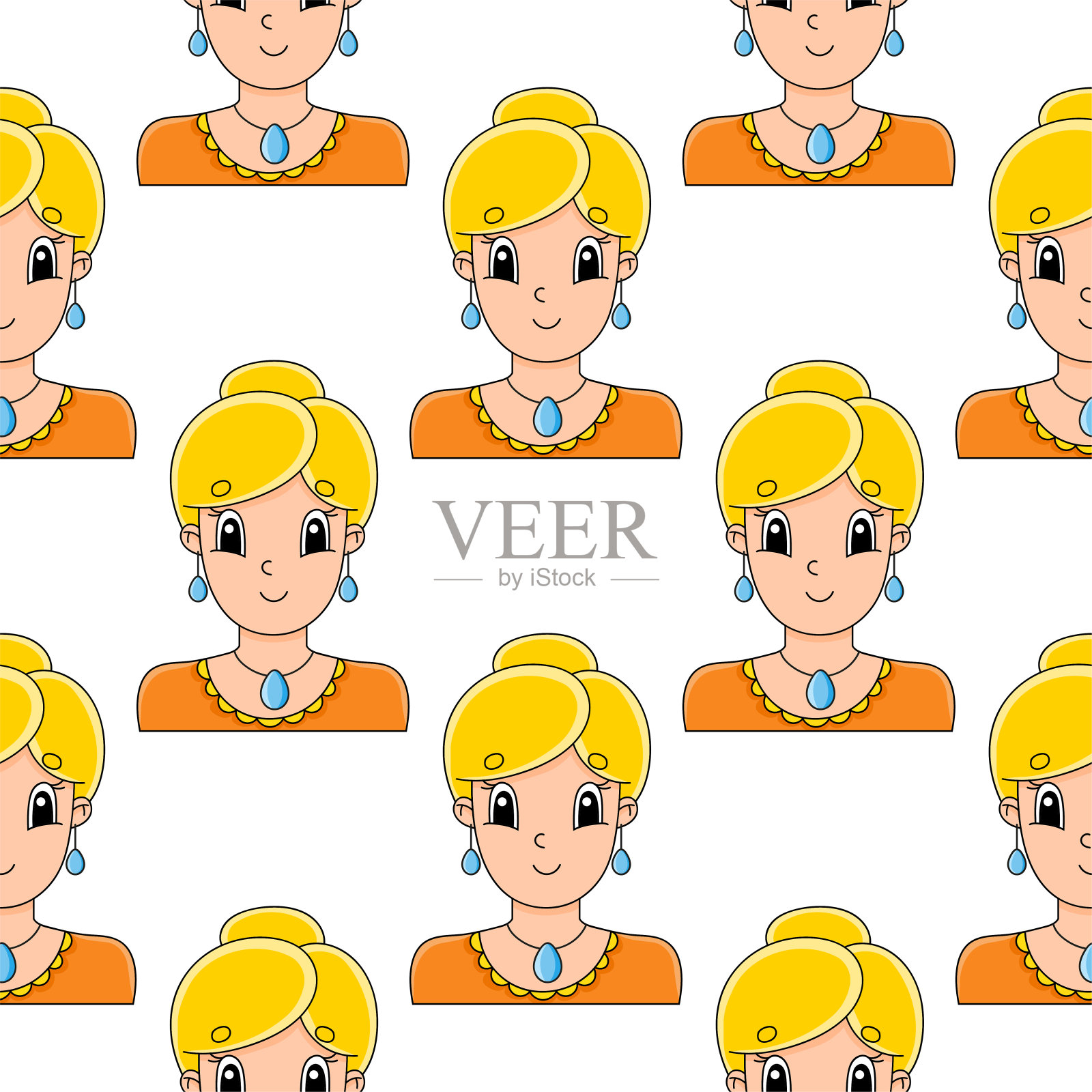 颜色无缝模式。卡通风格。明亮的设计。用于墙纸，海报，横幅。手绘。矢量插图孤立的白色背景。设计元素图片