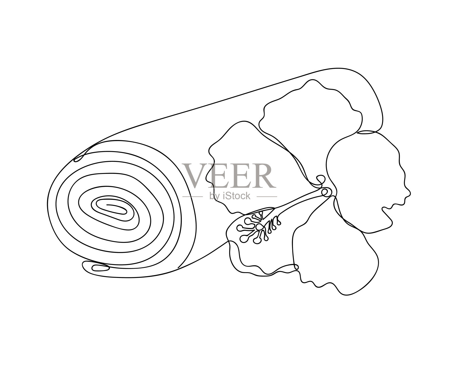 抽象的形象在一个线性风格的毛巾和芙蓉花。插画图片素材