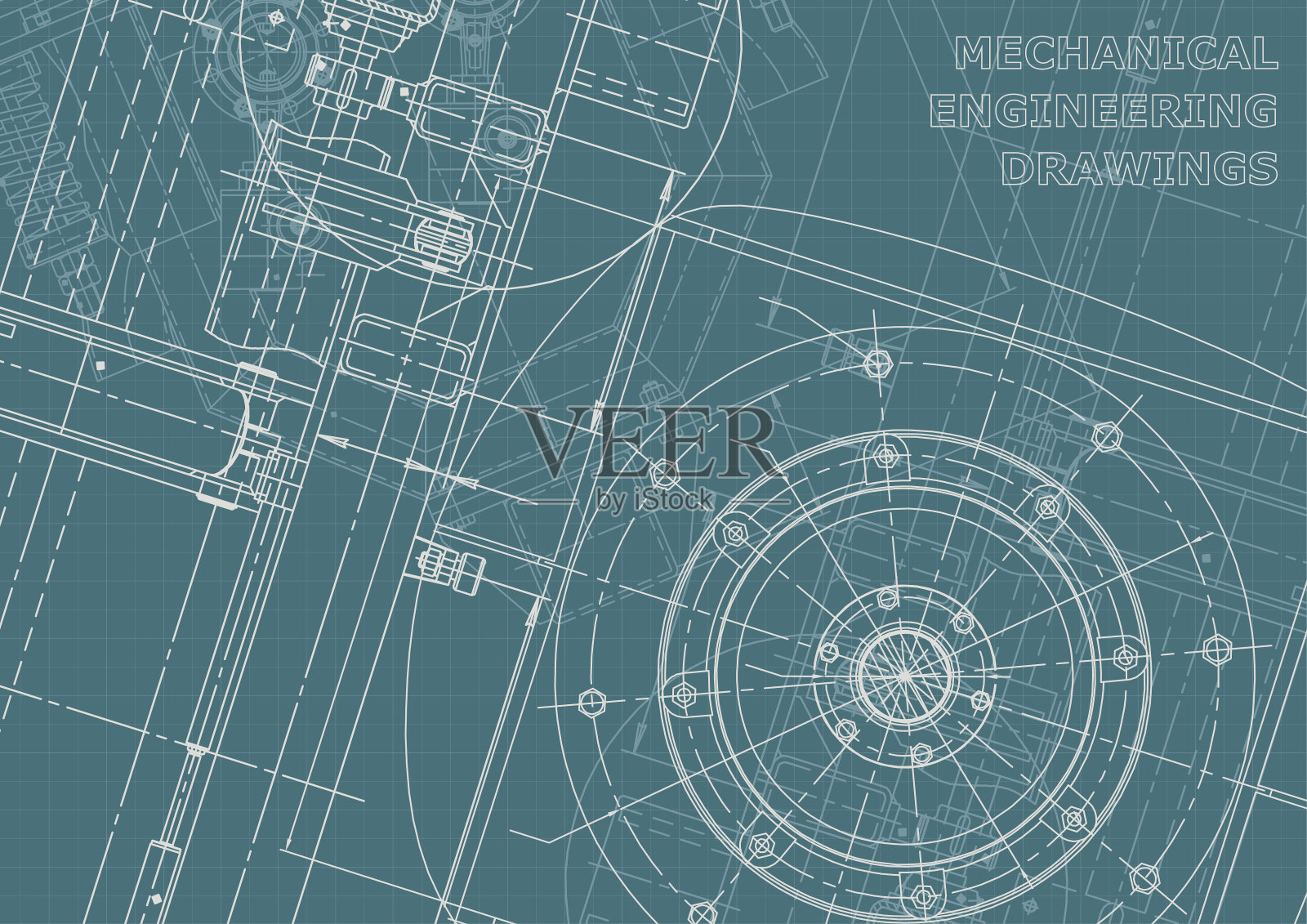 工程说明向量。计算机辅助设计系统。仪器制造图纸插画图片素材