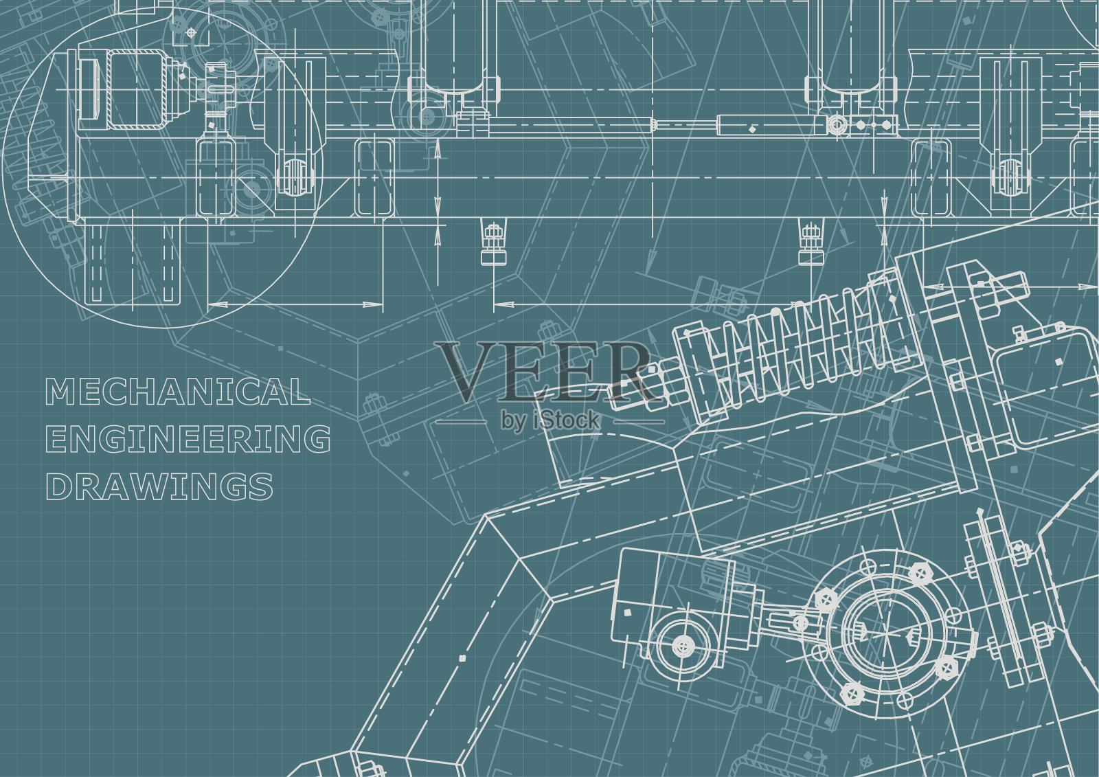 工程说明向量。计算机辅助设计系统。仪器制造图纸插画图片素材