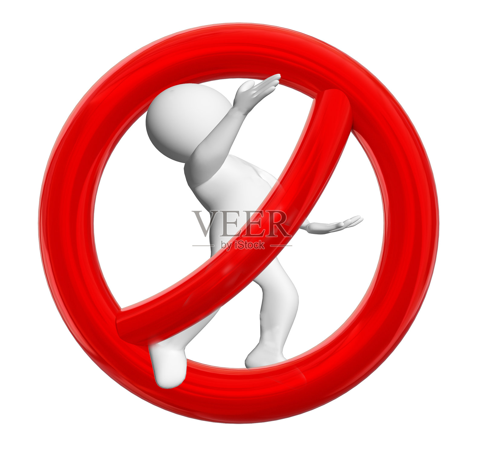 人物停车标志孤立无禁- 3d渲染照片摄影图片