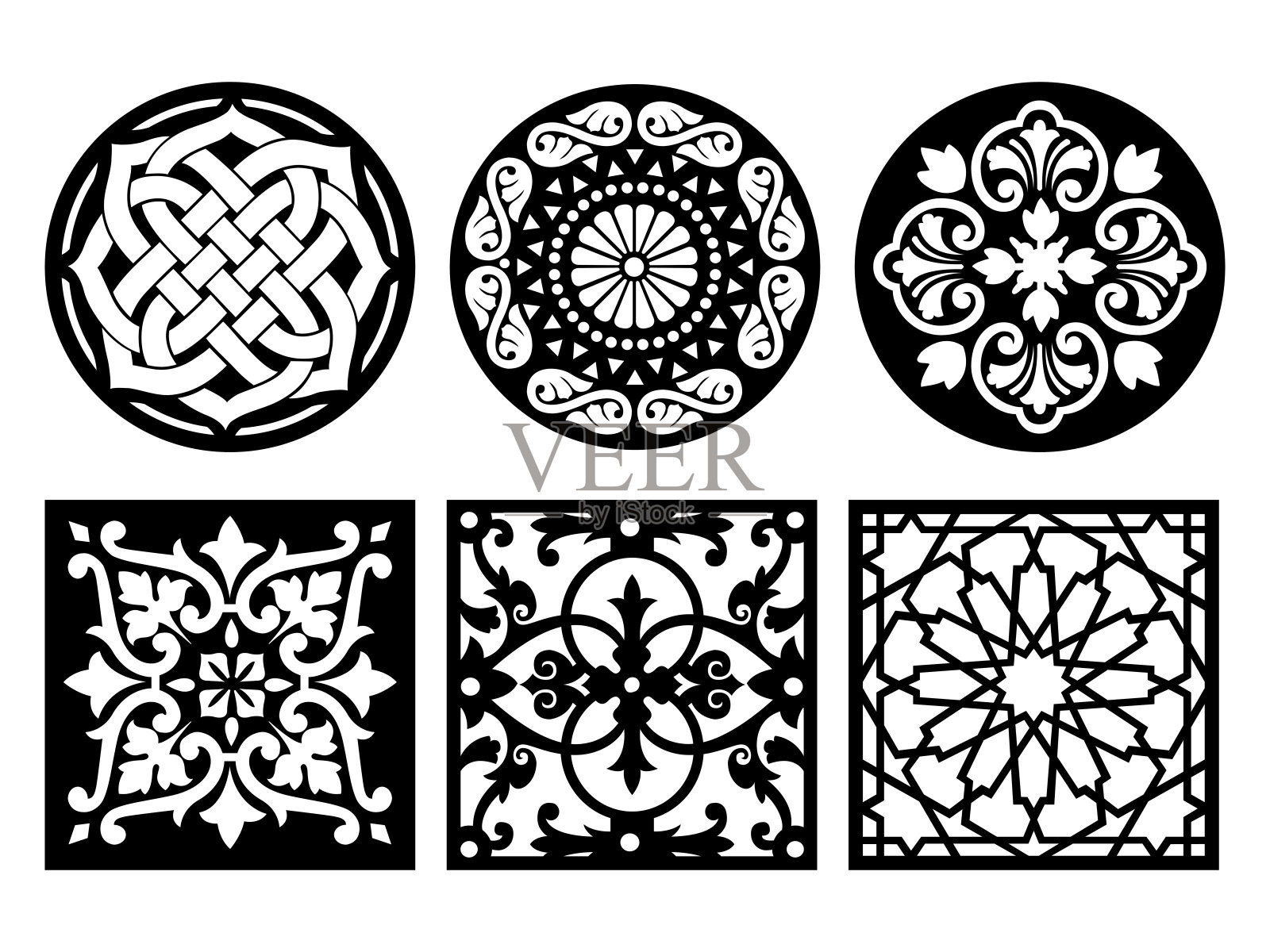 圆形和方形激光切割-矢量过山车设计插画图片素材