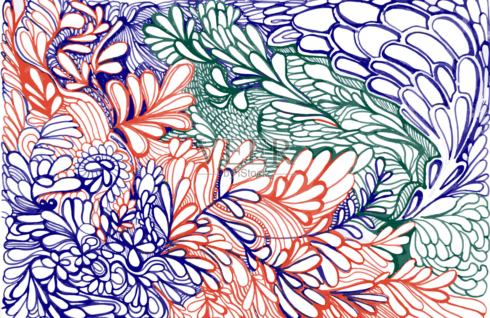 矢量图案手工背景。幻想和抽象插画图片素材