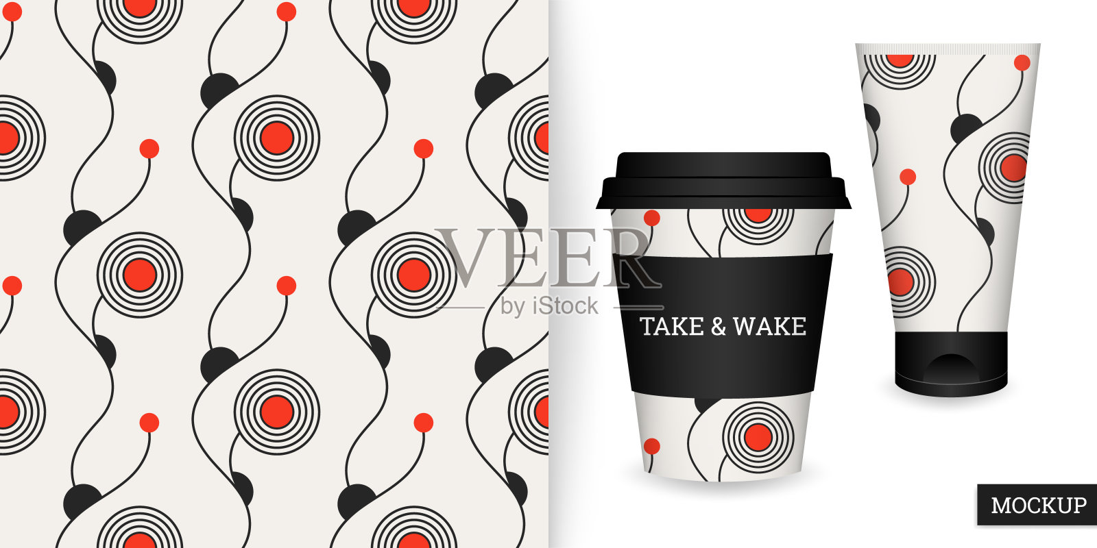 几何无缝模式。带有圆圈的抽象背景。重复的纹理。矢量插图几何形状和线。插画图片素材