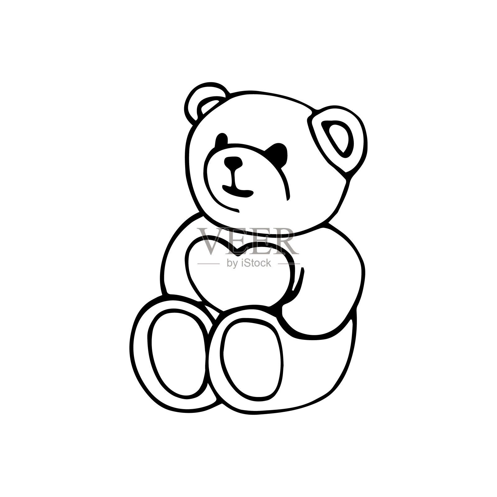 一只轮廓分明的泰迪熊的爪子里有一颗心。设计元素图片