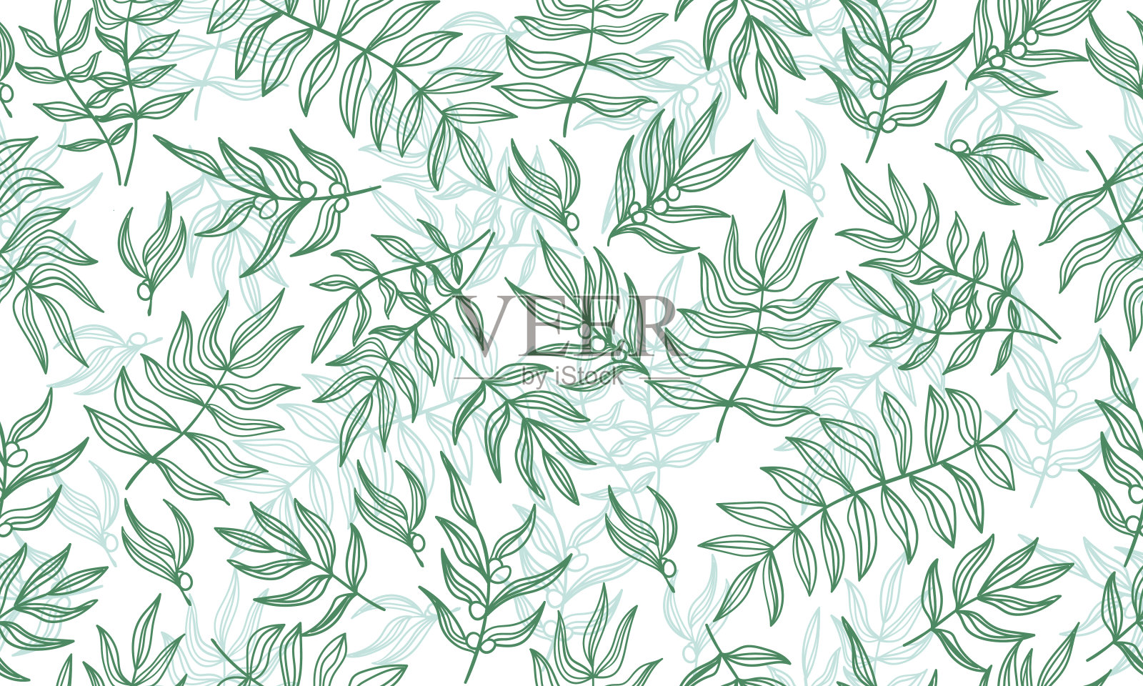 无缝图案背景与抽象的花和叶插画图片素材