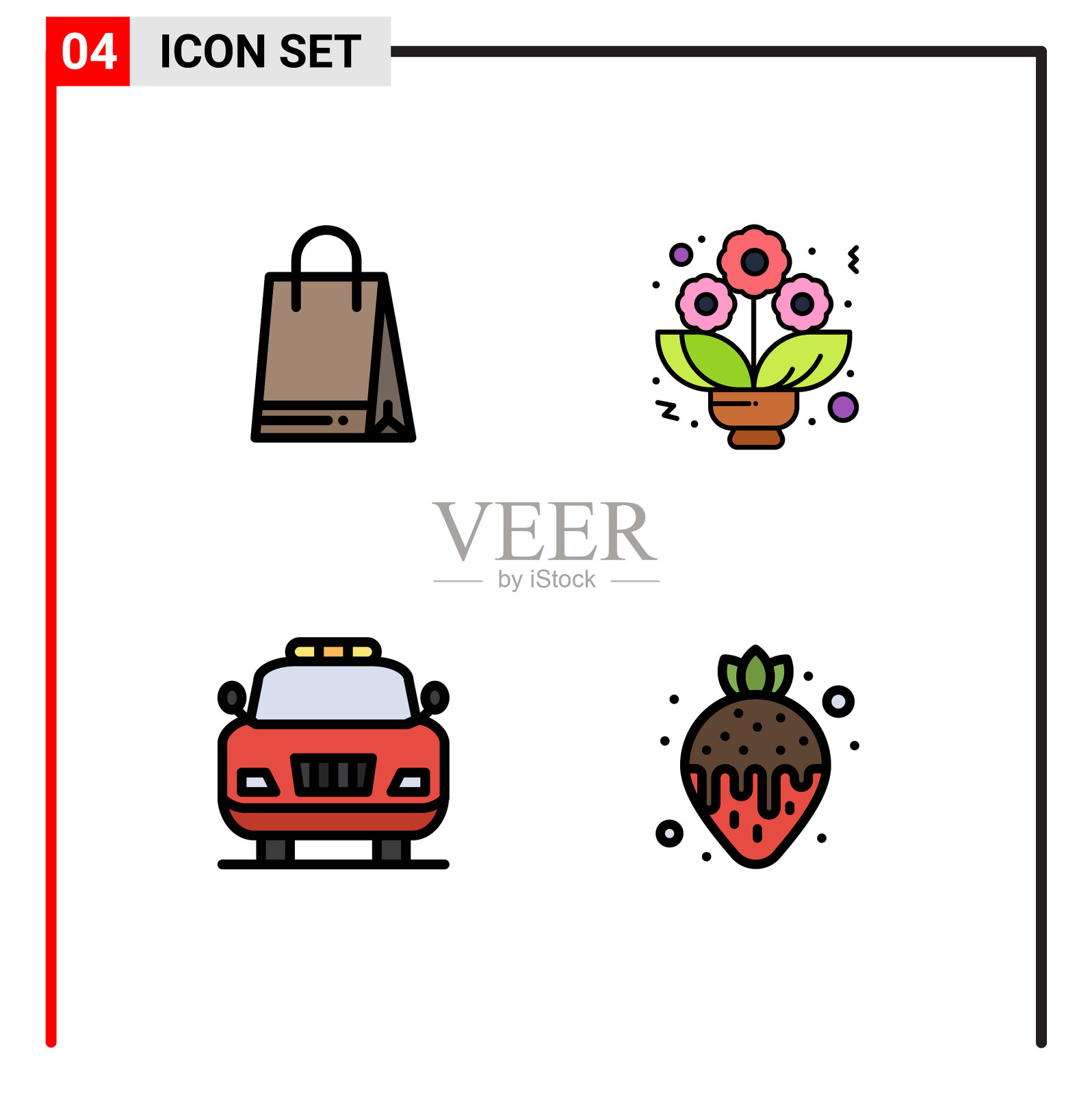 现代集4填充线平色象形文字插画图片素材