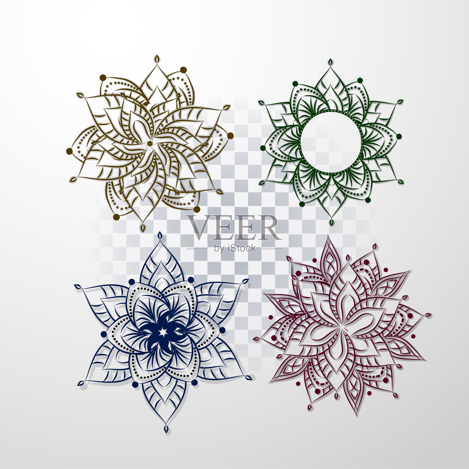 圆形装饰曼荼罗在白色孤立的背景。插画图片素材