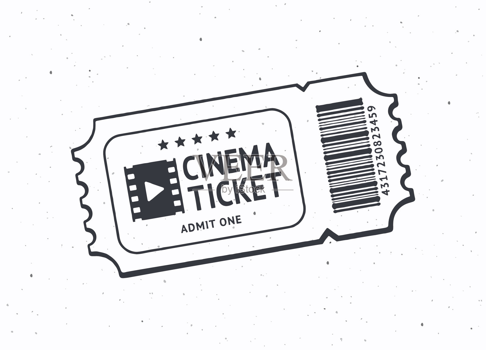 用条形码勾勒一张电影票插画图片素材