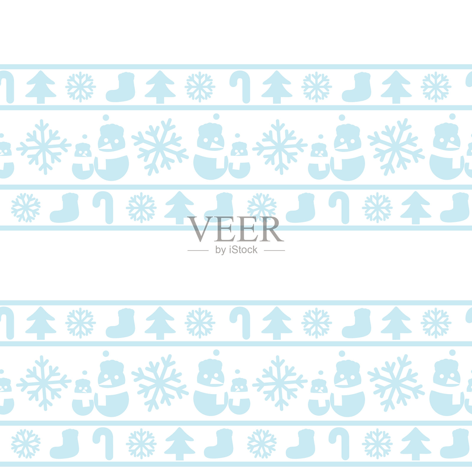 冰蓝色的圣诞雪人无缝图案插画图片素材