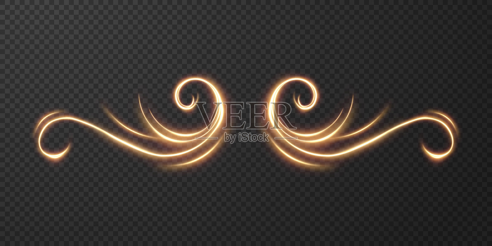 光实际曲线。神奇的金光闪闪效果设计元素图片