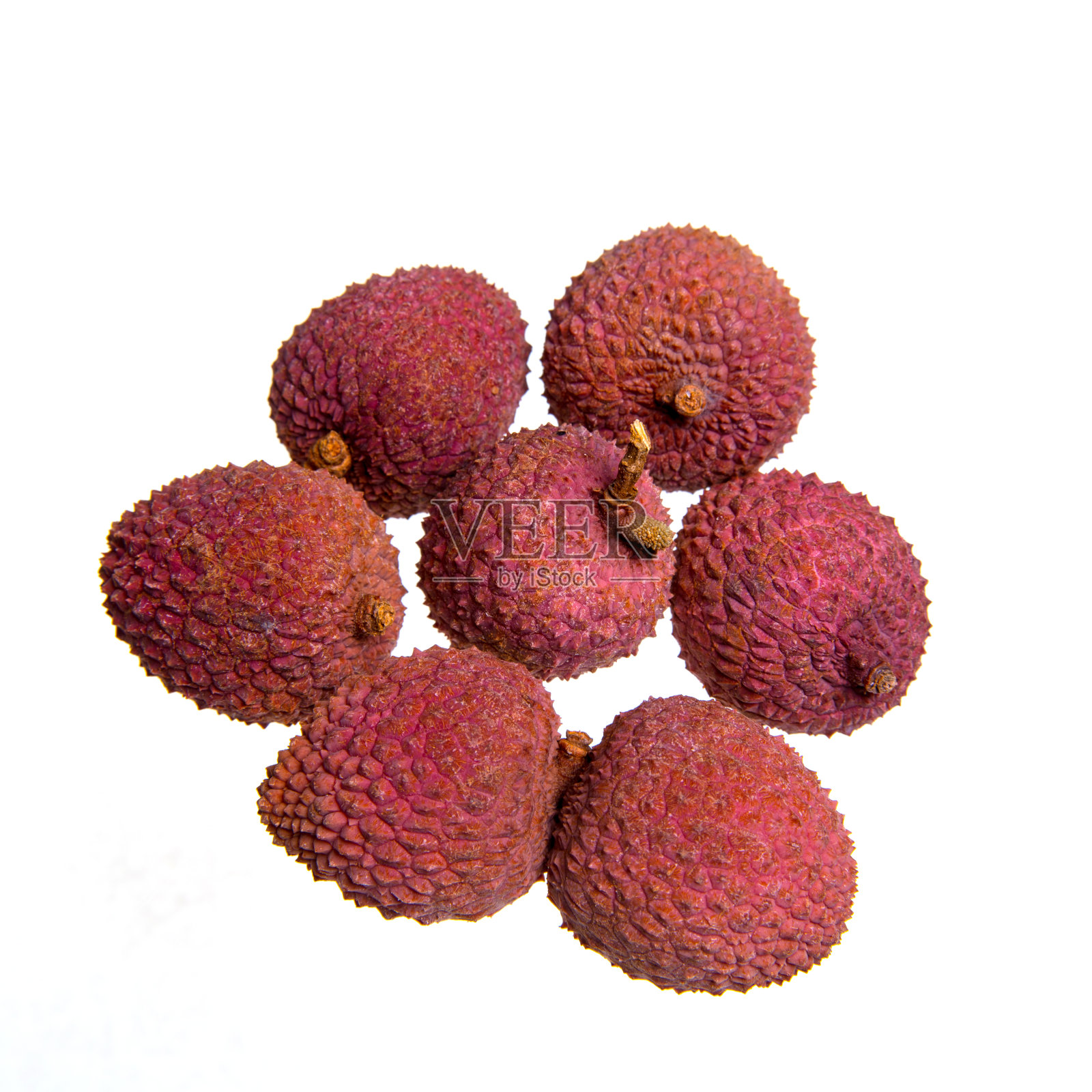 荔枝果白底孤立，俯视图，创意概念照片摄影图片