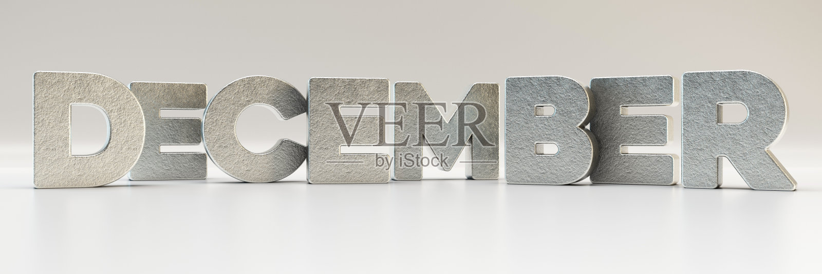 Dacember日历月-字母在金属，3d渲染插图照片摄影图片