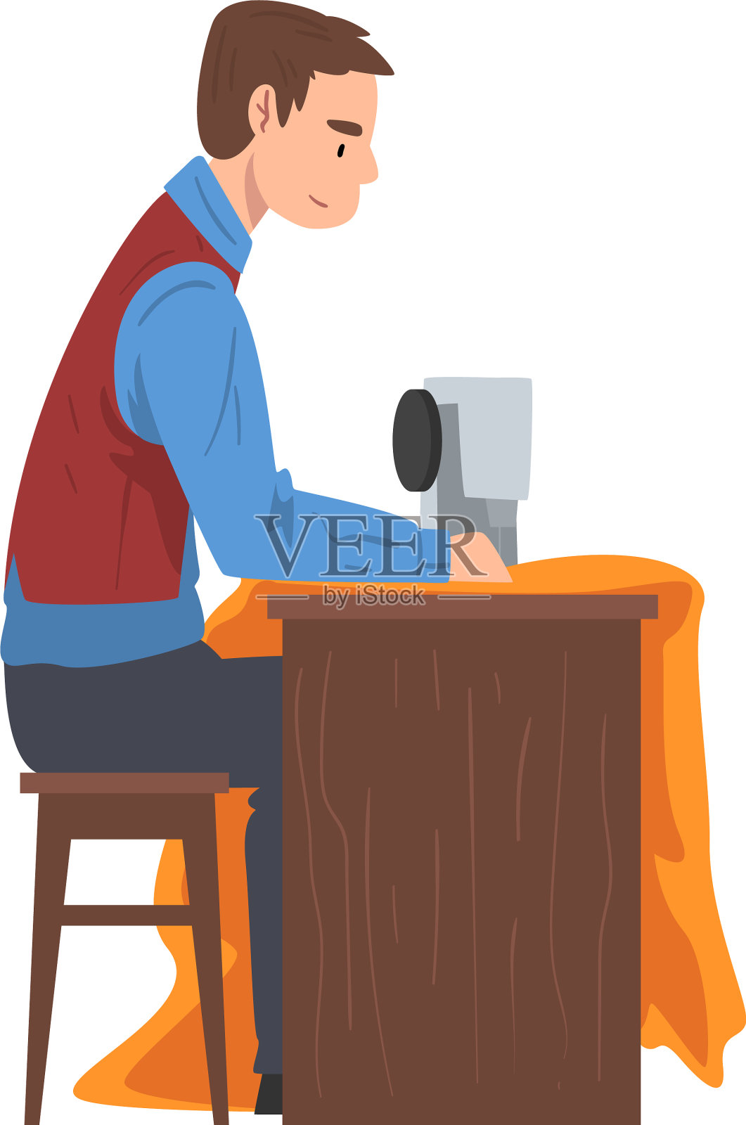 裁缝缝纫衣服缝纫机男设计元素图片