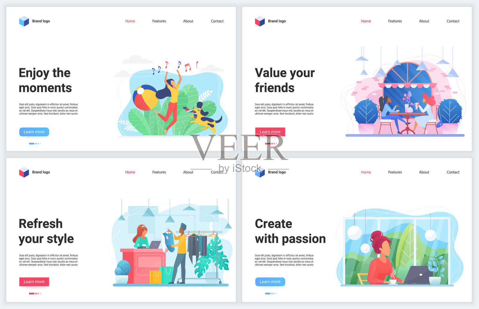 享受时刻卡通公寓设计模板素材
