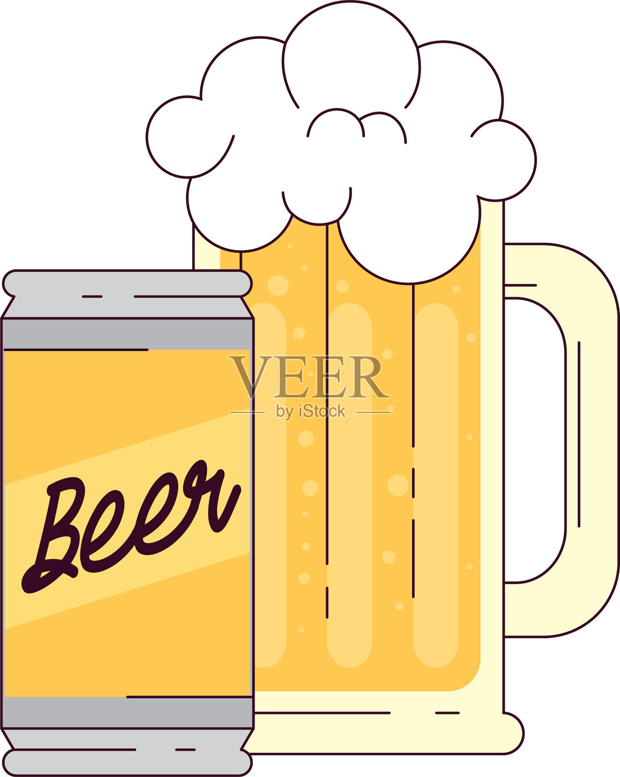 白色背景上的啤酒罐设计元素图片