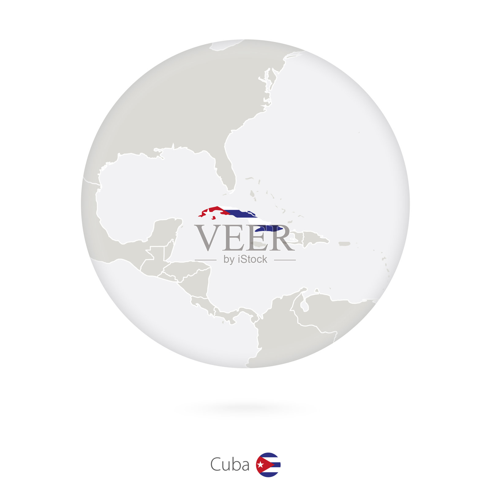 用圆圈标出古巴和国旗插画图片素材