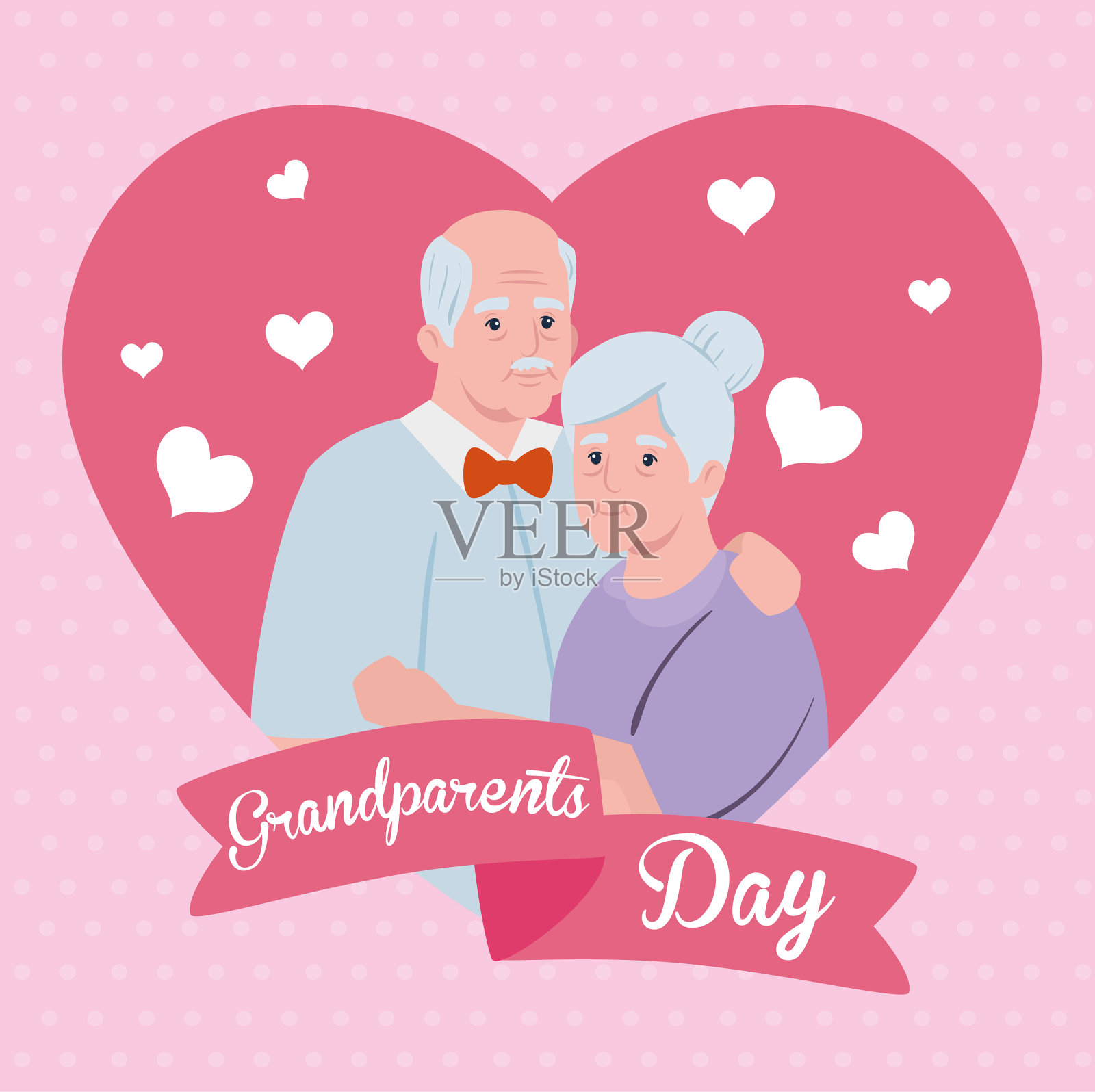 祝爷爷奶奶和可爱的老夫妇快乐插画图片素材