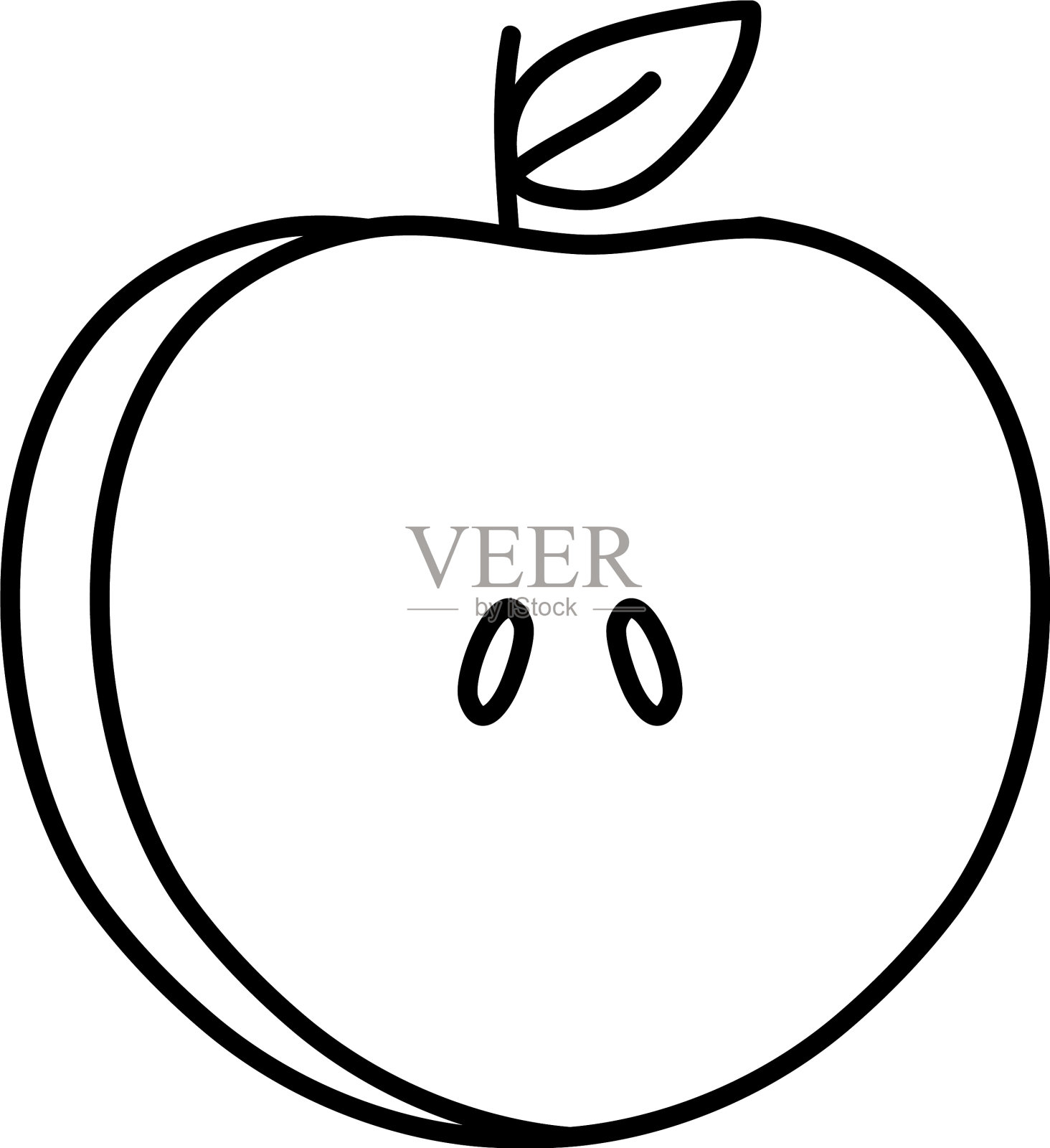 苹果水果图标线条风格设计元素图片