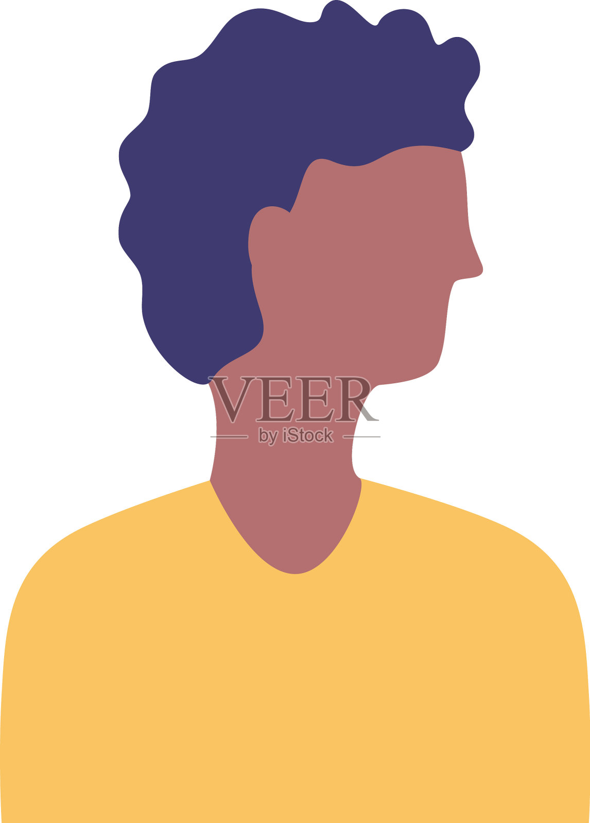 年轻的非洲人头像人物扁平风格设计元素图片