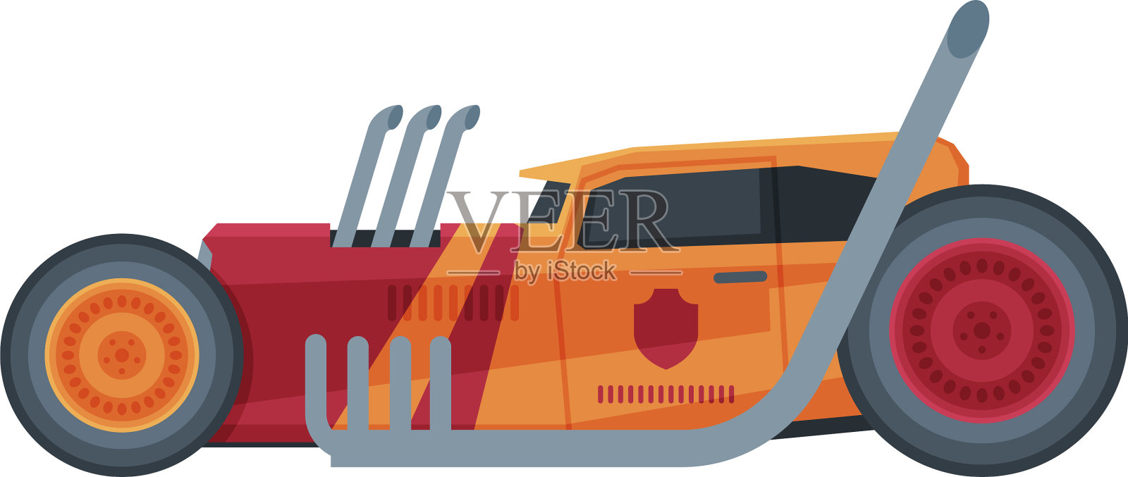 复古风格的赛车旧运动热杆设计元素图片