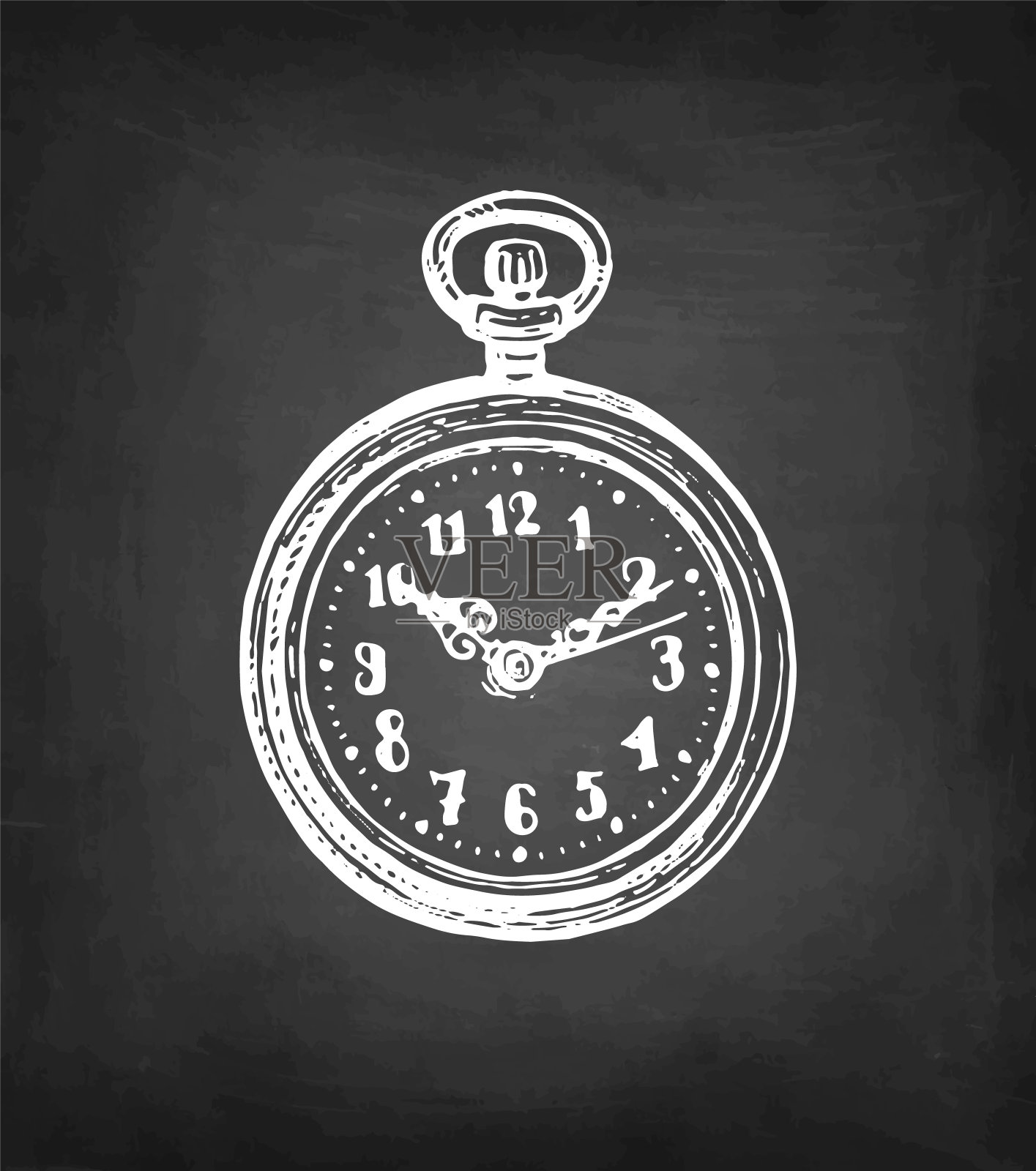 怀表墨水素描。插画图片素材