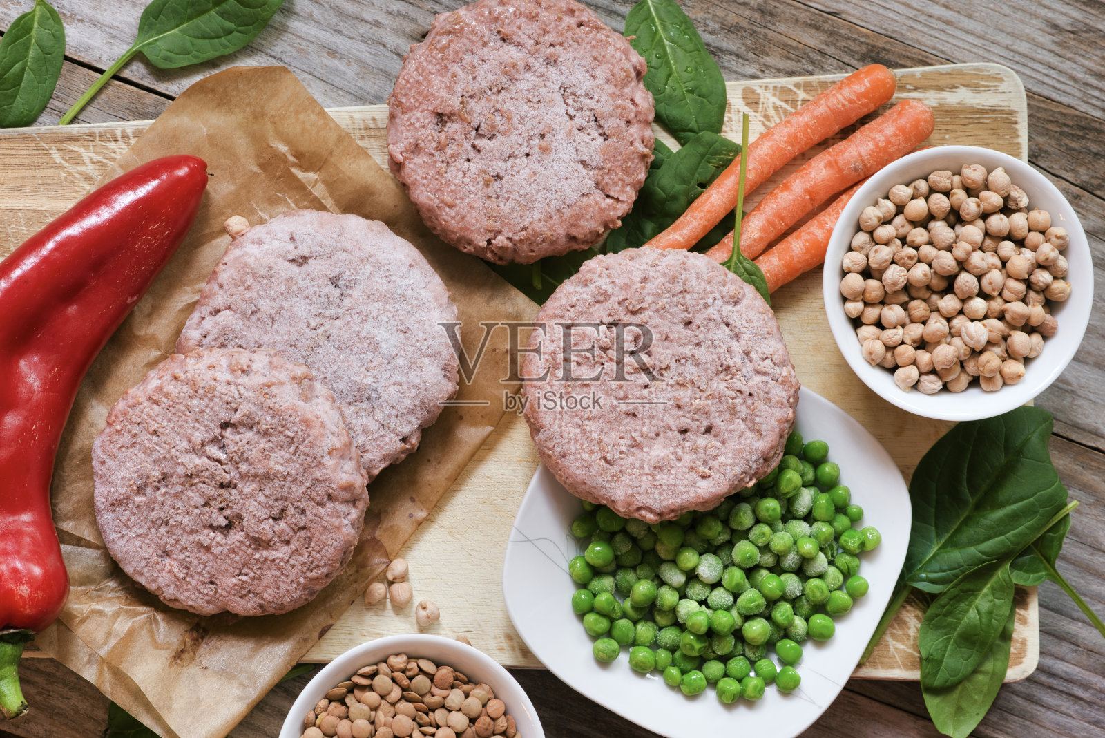素食汉堡，肉饼或植物肉照片摄影图片