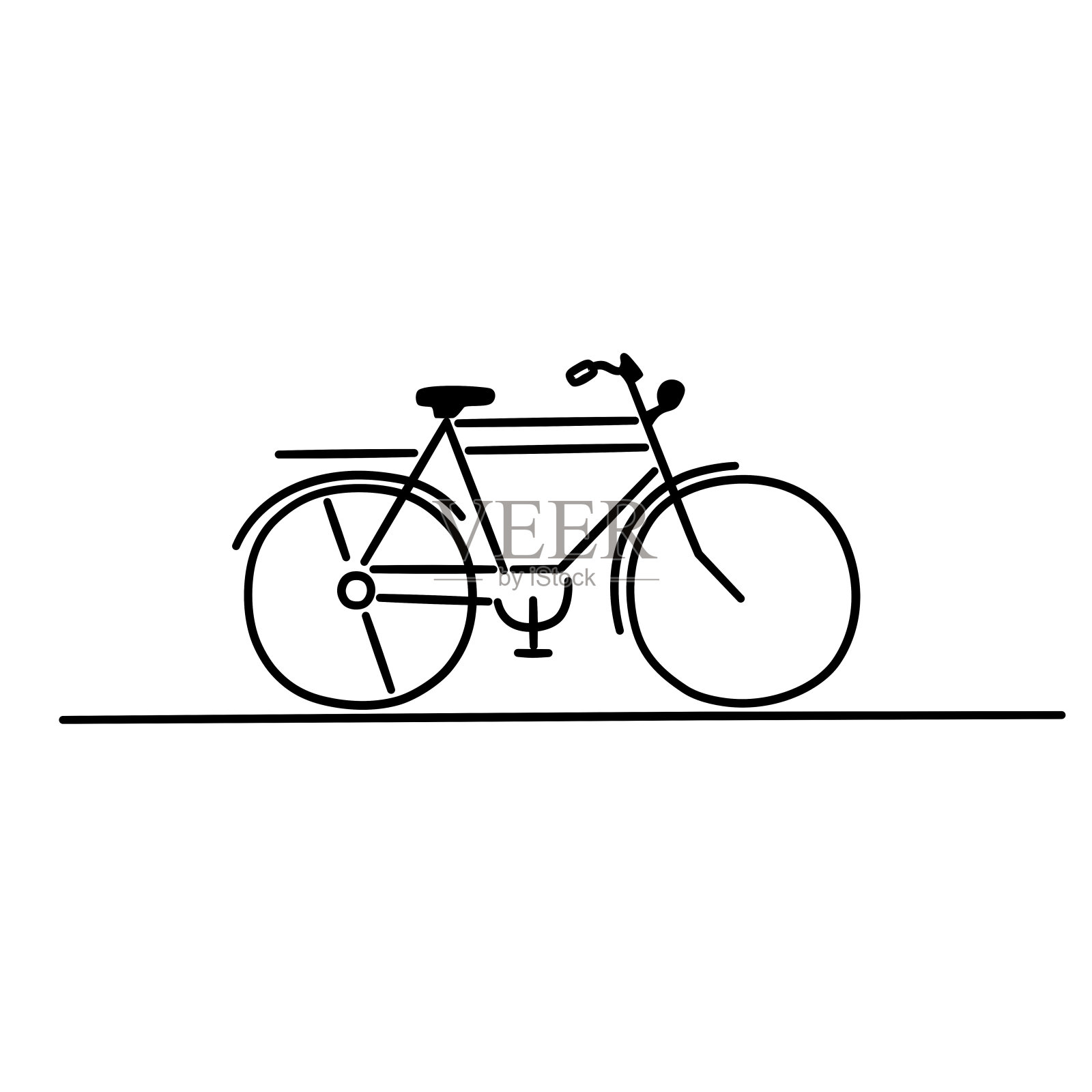 概念自行车复古卡通。插画图片素材