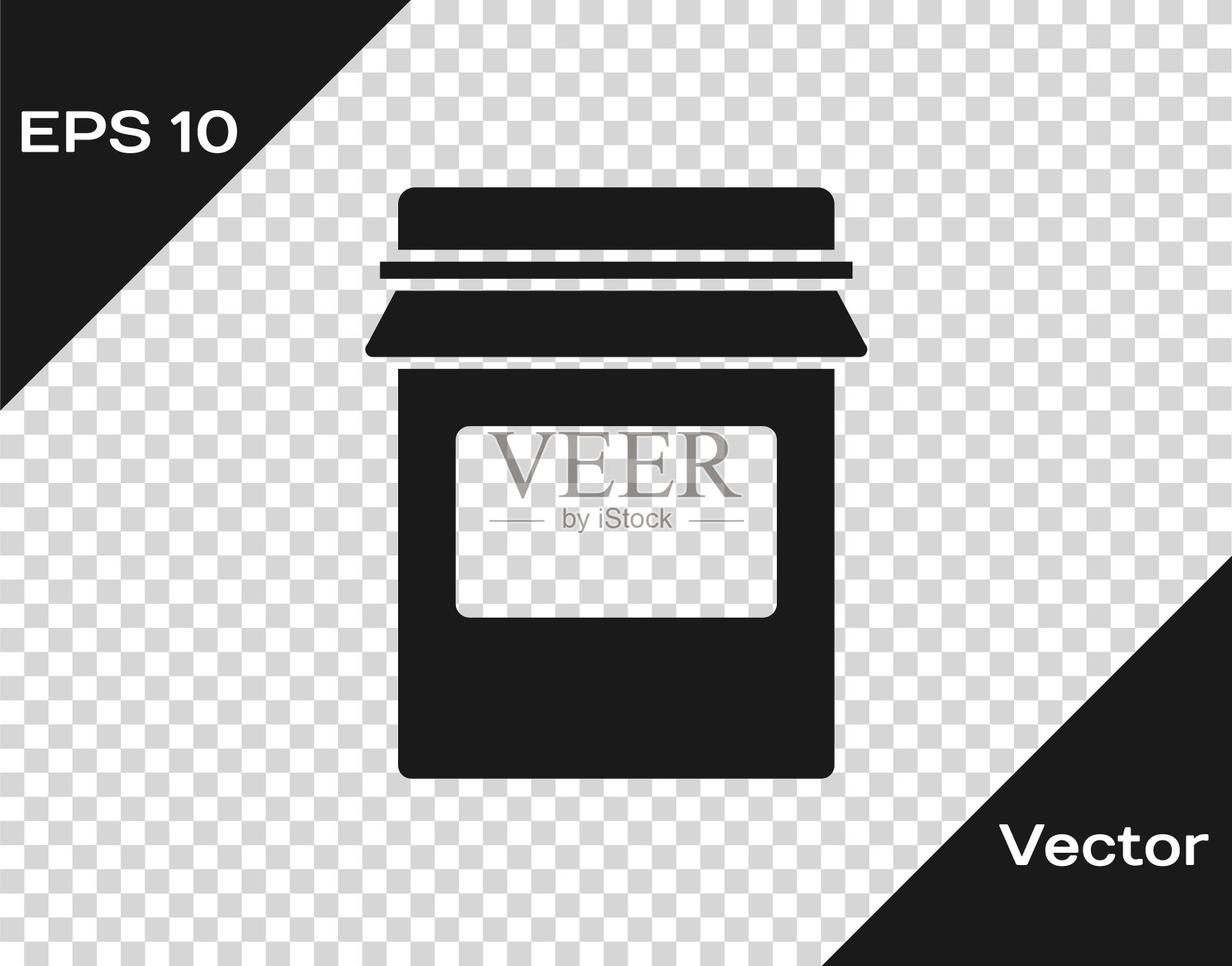 黑果酱罐图标孤立的透明背景。向量插画图片素材