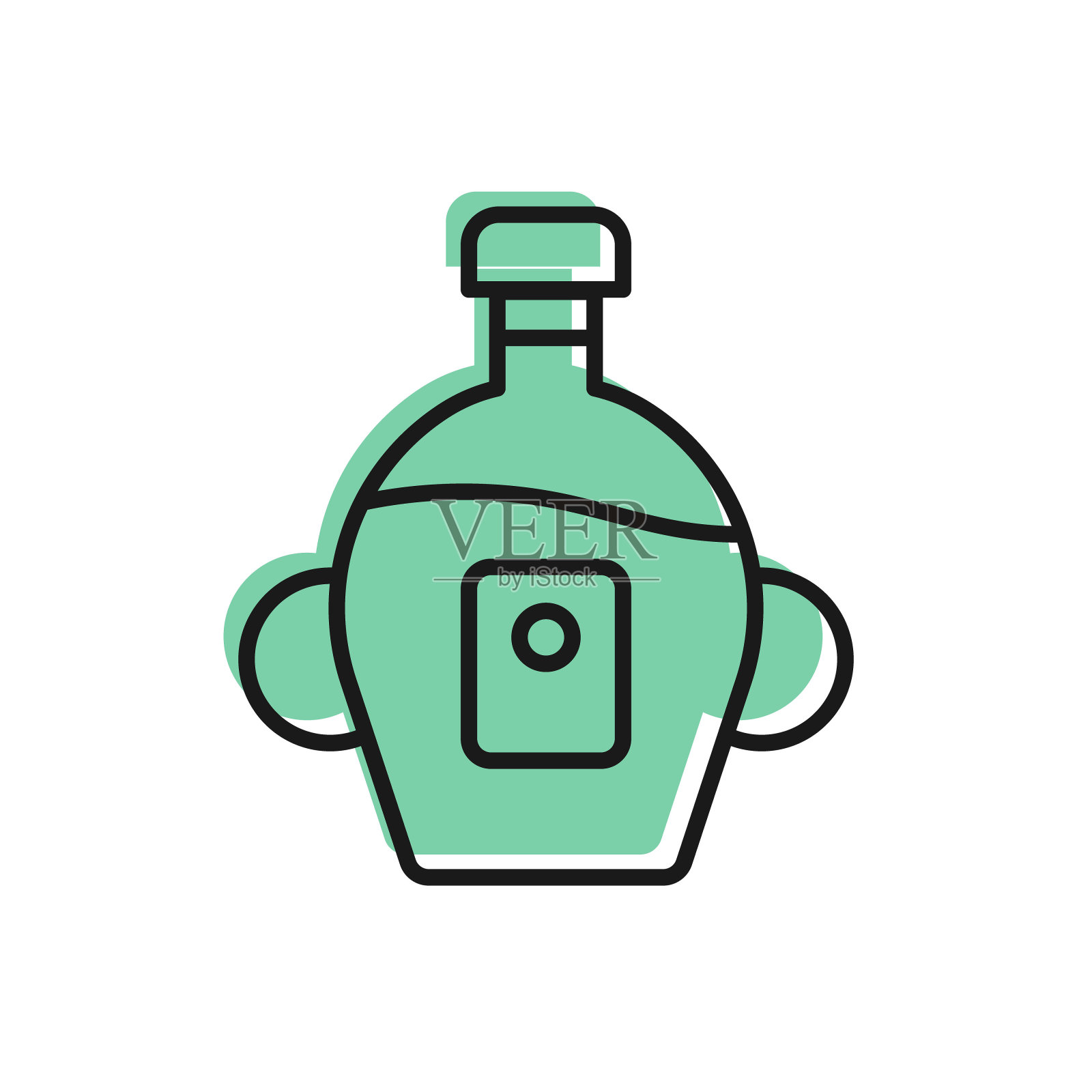 黑线瓶枫糖浆图标孤立在白色背景。向量插画图片素材