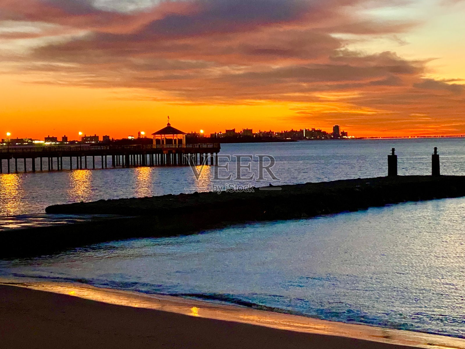 早上纽约史泰登岛南海滩照片摄影图片