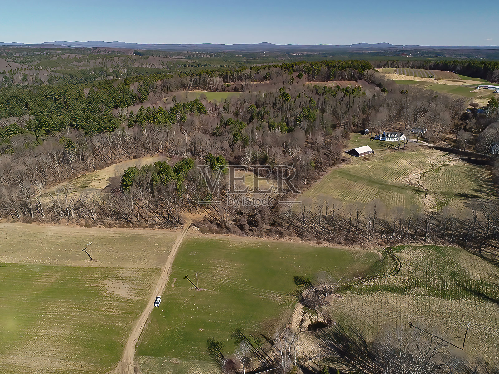 无人机拍摄的新罕布什尔州霍利斯农场照片摄影图片