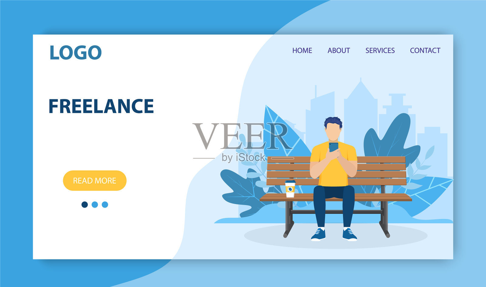 自由工作登陆页模板插画图片素材