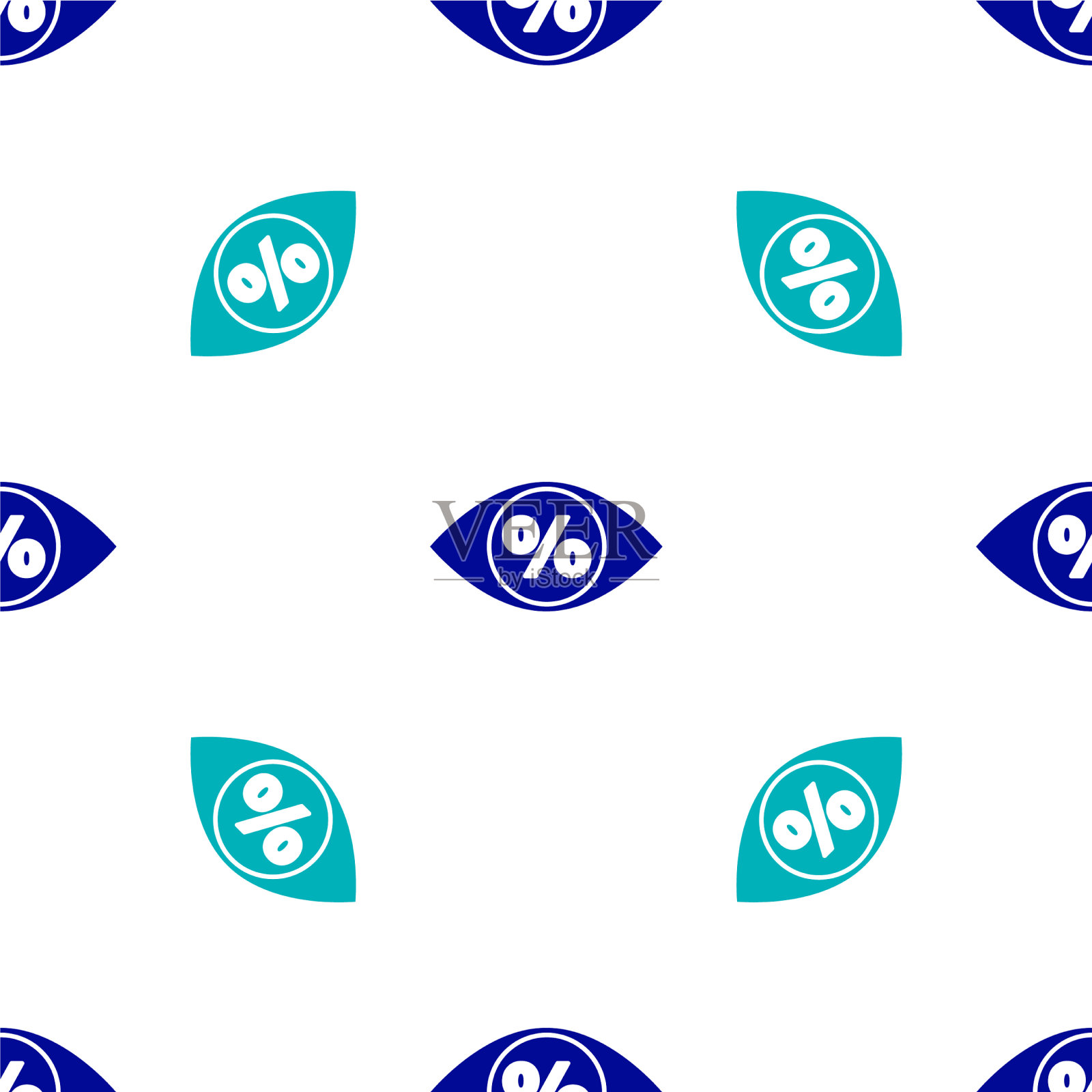 蓝色眼睛与百分比图标隔离无缝插画图片素材